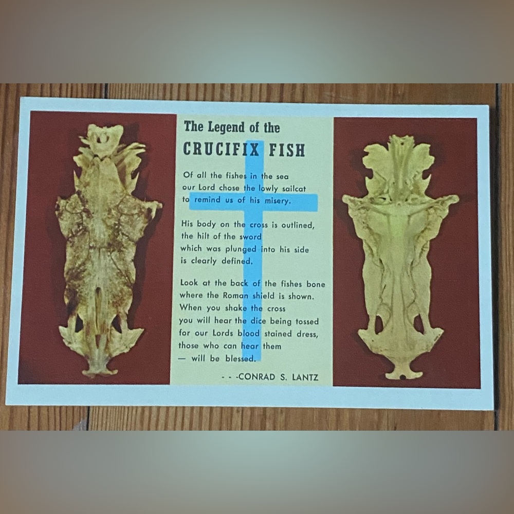 The Legend Of The CRUCIFIX FISH By Conrad S. Lantz Vintage Post Card